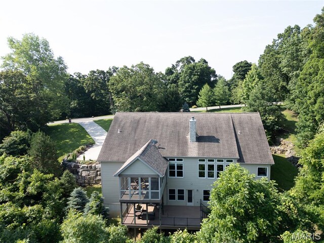 4485 Killdeer Dr, Augusta, MO 63332 - back of house featuring a deck and a chimney
