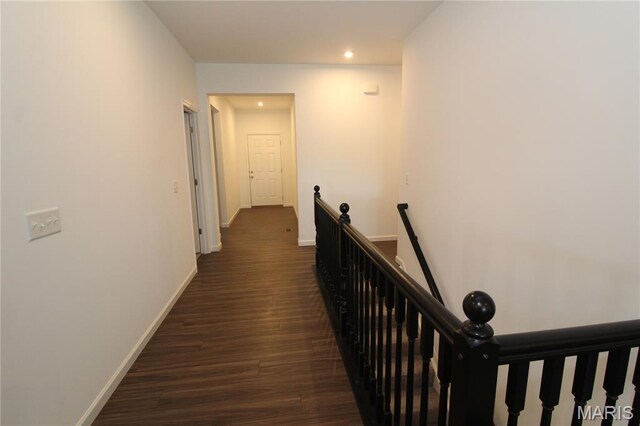 241 Dell View Dr, Arnold, MO 63010 - corridor featuring an upstairs landing, recessed lighting, and dark wood-style floors