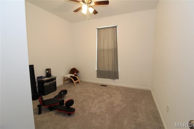 241 Dell View Dr, Arnold, MO 63010 - workout area featuring carpet floors and a ceiling fan