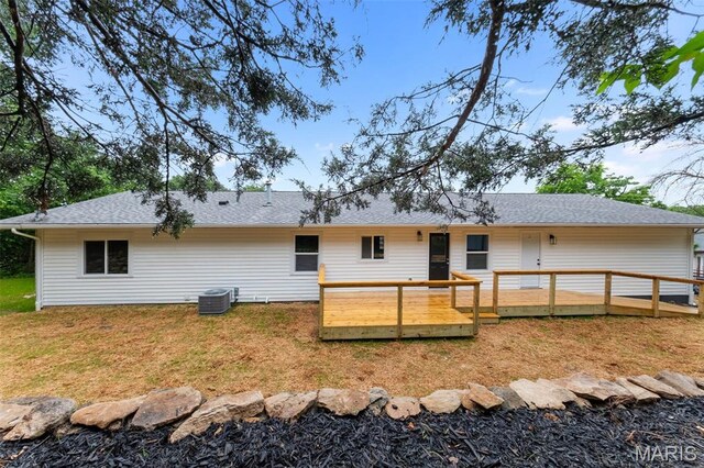 2019 San Pedro Dr, Arnold, MO 63010 - rear view of house with a wooden deck and a yard