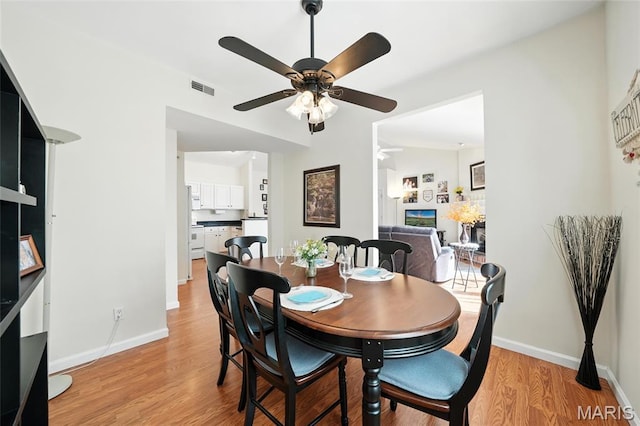 1275 Gardens Circle Drive E, Saint Louis, MO 63125 - dining area featuring ceiling fan and light wood finished floors