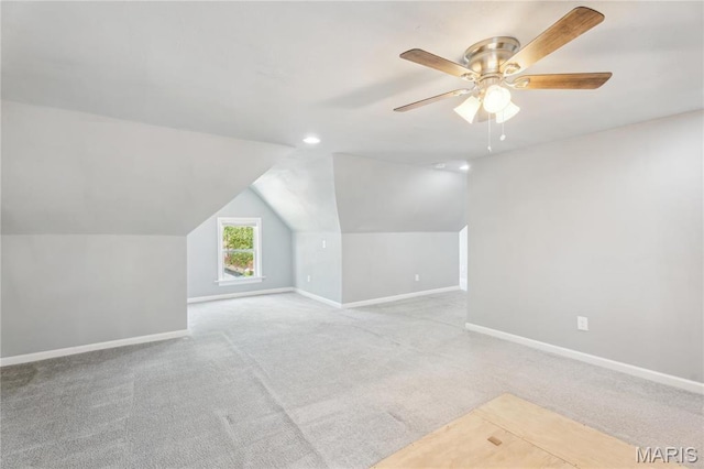 6838 Raymond Ave, Saint Louis, MO 63130 - additional living space featuring lofted ceiling, carpet flooring, ceiling fan, and recessed lighting