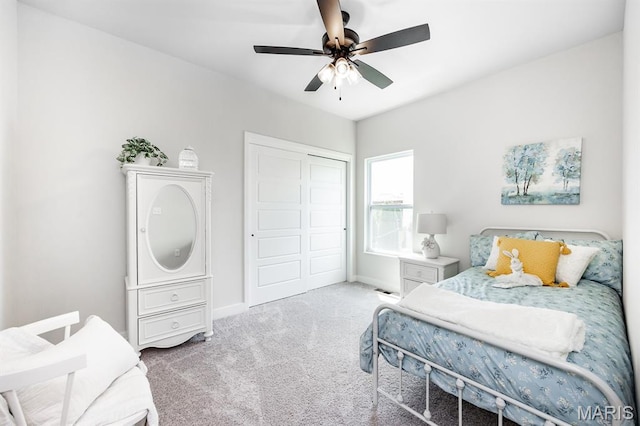 125 Chickasaw Ln, Ofallon, IL 62269 - bedroom with carpet, a closet, and a ceiling fan