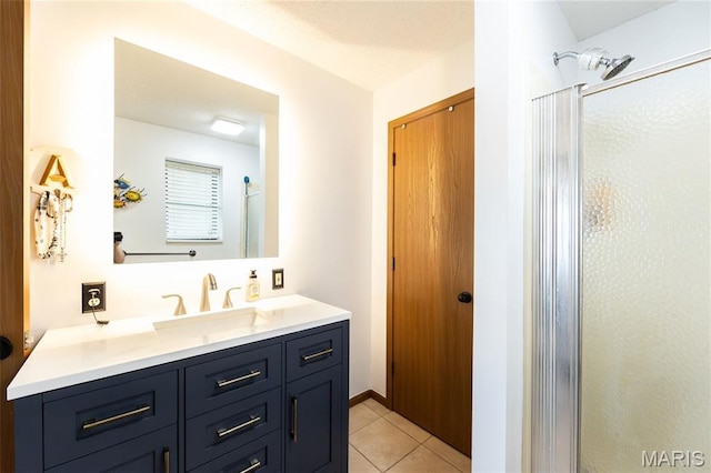 1527 Resorts Rd, Camdenton, MO 65020 - full bathroom with a shower stall, vanity, and tile patterned floors