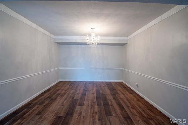 10344 Forest Brook Ln Unit C, Saint Louis, MO 63146 - spare room with a chandelier, wood finished floors, and crown molding