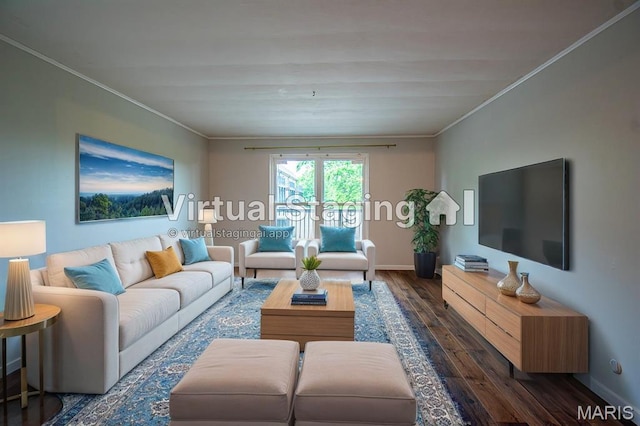 10344 Forest Brook Ln Unit C, Saint Louis, MO 63146 - living room with dark wood finished floors and ornamental molding