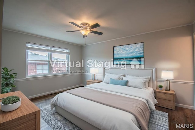 10344 Forest Brook Ln Unit C, Saint Louis, MO 63146 - bedroom with wood finished floors, crown molding, and a ceiling fan