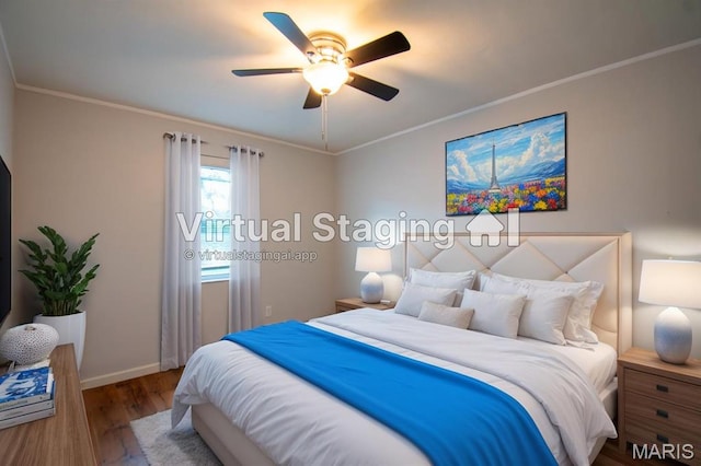 10344 Forest Brook Ln Unit C, Saint Louis, MO 63146 - bedroom featuring wood finished floors, crown molding, and ceiling fan