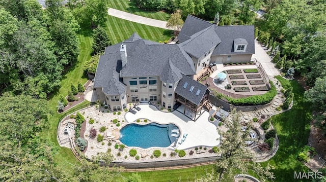 701 Crown Pointe Farms, Defiance, MO 63341 - view from above of property with a pool