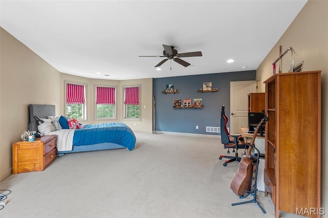 701 Crown Pointe Farms, Defiance, MO 63341 - bedroom featuring carpet floors, recessed lighting, and a ceiling fan