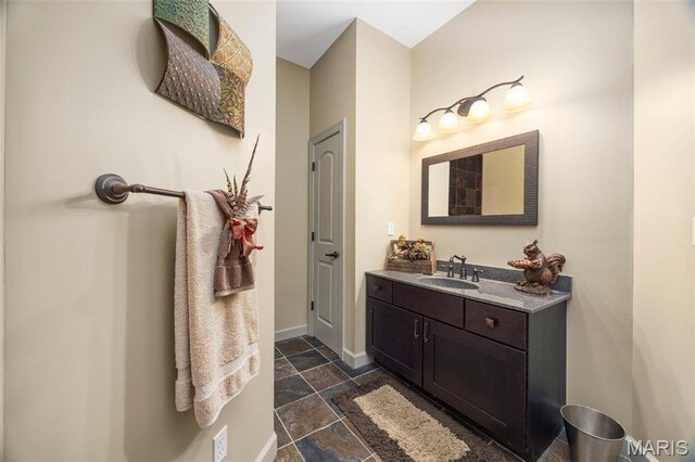 701 Crown Pointe Farms, Defiance, MO 63341 - bathroom with vanity and stone finish floors