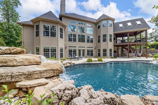 701 Crown Pointe Farms, Defiance, MO 63341 - outdoor pool with stairs, a patio area, and a deck
