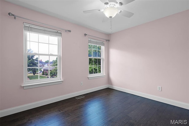 3038 Woodbridge Creek Dr, Saint Louis, MO 63129 - spare room with dark wood-style floors and a ceiling fan