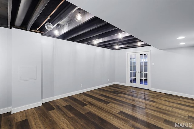 3038 Woodbridge Creek Dr, Saint Louis, MO 63129 - finished below grade area featuring french doors, wood finished floors, and recessed lighting