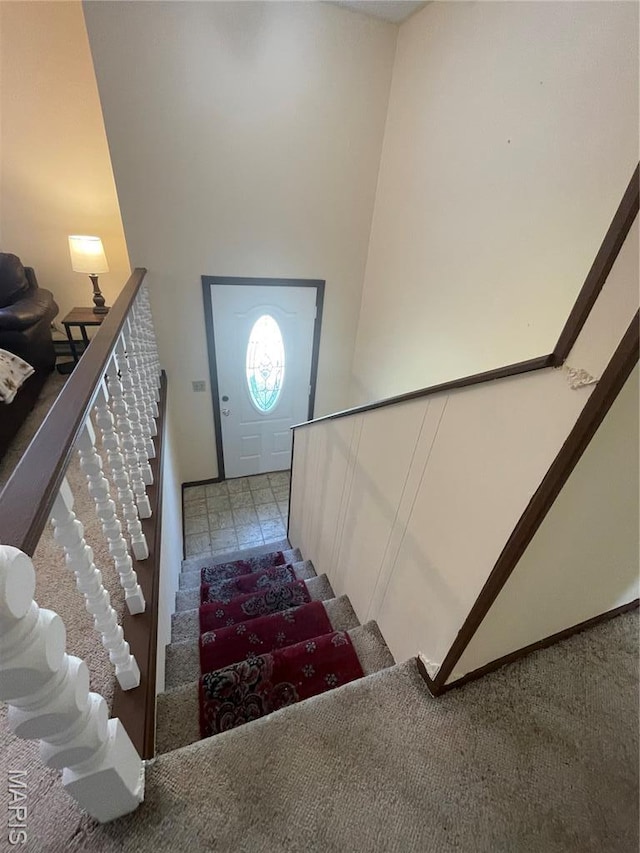 128 Myers St, Licking, MO 65542 - stairs featuring carpet flooring and a high ceiling