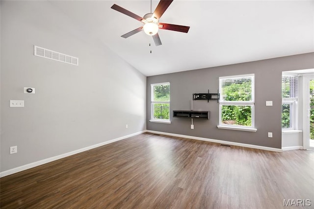 1161 Foxwood Estates Dr, Arnold, MO 63010 - unfurnished living room featuring a ceiling fan, wood finished floors, and high vaulted ceiling