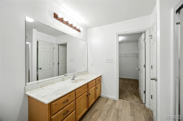 1161 Foxwood Estates Dr, Arnold, MO 63010 - bathroom featuring vanity, wood finished floors, and a spacious closet