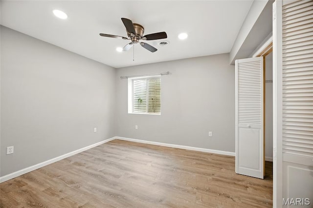 1161 Foxwood Estates Dr, Arnold, MO 63010 - unfurnished bedroom with light wood-style flooring, recessed lighting, a closet, and a ceiling fan