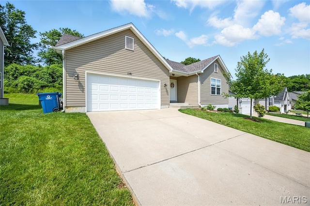 1161 Foxwood Estates Dr, Arnold, MO 63010 - ranch-style house featuring driveway, a front yard, and a garage