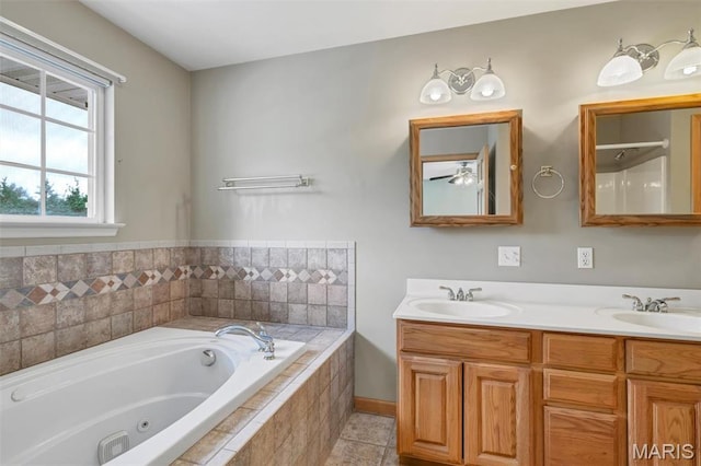 2518 Nike Base Rd, Catawissa, MO 63015 - full bath with a jetted tub, double vanity, and tile patterned floors