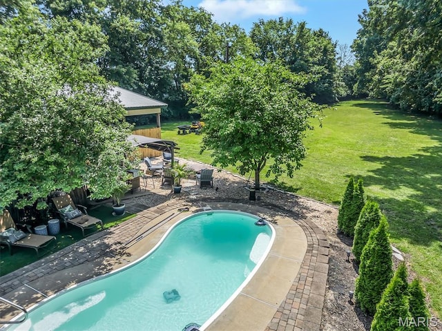 2466 State Road Ff, Eureka, MO 63025 - outdoor pool featuring a patio, a lawn, a gazebo, and view of scattered trees