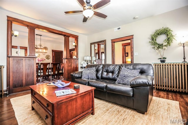 201 S Columbus St, Pacific, MO 63069 - living area featuring ceiling fan and wood finished floors