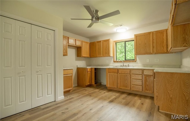 201 W 5th St, Grandin, MO 63943 - kitchen with ceiling fan, light wood finished floors, and light countertops