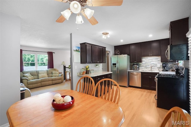 1809 Partridge Dr, Windsor Township, MO 63052 - dining space featuring a ceiling fan and light wood finished floors