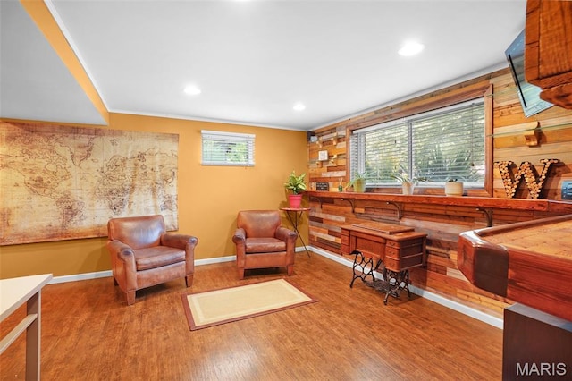 1809 Partridge Dr, Windsor Township, MO 63052 - sitting room featuring wood finished floors, recessed lighting, and crown molding