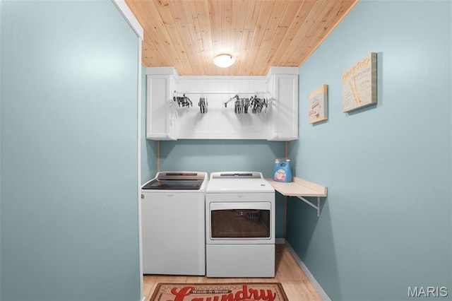 1809 Partridge Dr, Windsor Township, MO 63052 - laundry area featuring washer and dryer and wooden ceiling