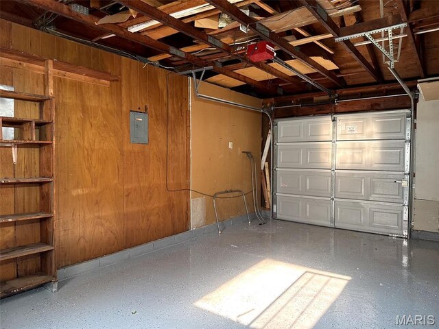 3553 Mckibbon Rd, Saint Louis, MO 63114 - garage with electric panel and wood walls