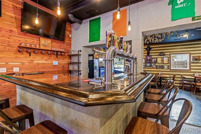 201 Houser St, Park Hills, MO 63601 - indoor dry bar with wood walls and decorative light fixtures