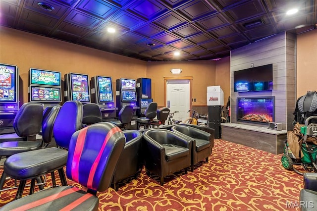 201 Houser St, Park Hills, MO 63601 - cinema with an ornate ceiling and a large fireplace