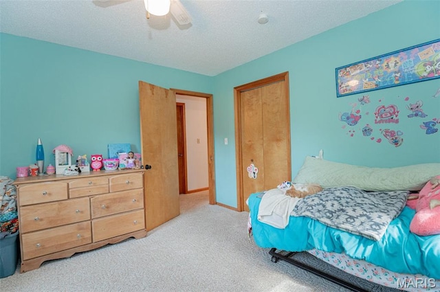 10201 County Road 5440, Rolla, MO 65401 - bedroom featuring light colored carpet, a textured ceiling, and ceiling fan