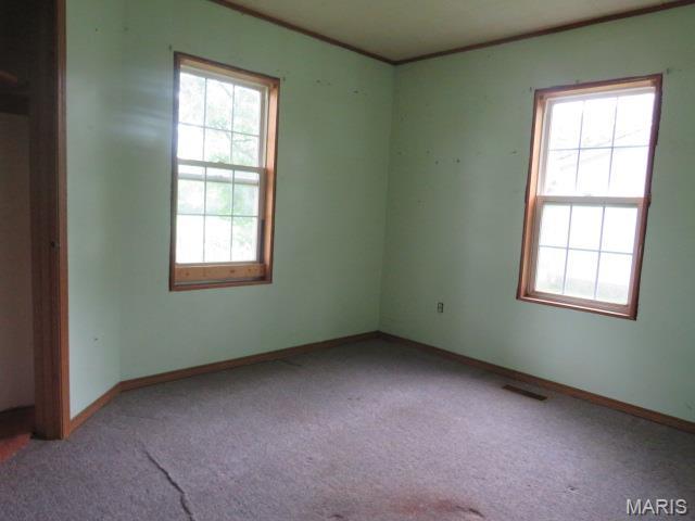 705 S Arch St, Jerseyville, IL 62052 - carpeted empty room featuring baseboards and ornamental molding