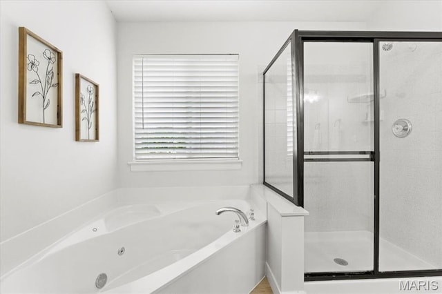 4507 Behlmann Grove Pl, Florissant, MO 63034 - full bathroom featuring a jetted tub and a stall shower