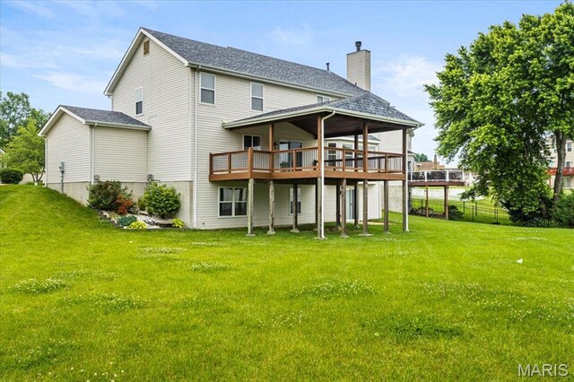 4507 Behlmann Grove Pl, Florissant, MO 63034 - back of property featuring a wooden deck and a chimney