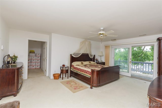 380 Yachtview Dr, West Alton, MO 63386 - carpeted bedroom featuring access to outside and a ceiling fan