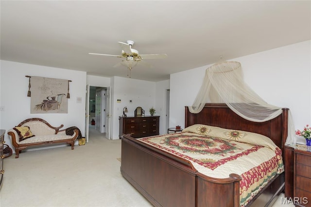 380 Yachtview Dr, West Alton, MO 63386 - bedroom with light colored carpet and a ceiling fan