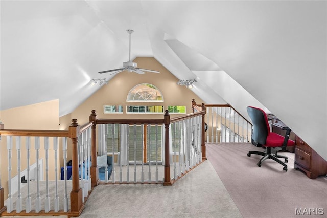 900 Danforth St, Alton, IL 62002 - carpeted home office featuring a ceiling fan and vaulted ceiling