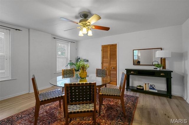 4950 Eichelberger St, Saint Louis, MO 63109 - dining space with wood finished floors and ceiling fan