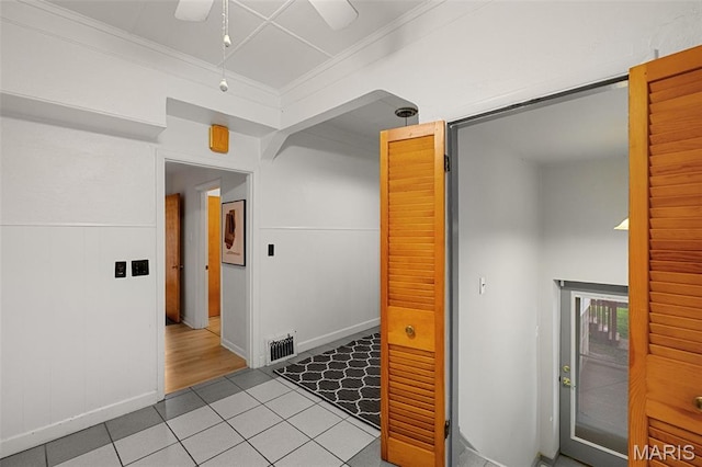4950 Eichelberger St, Saint Louis, MO 63109 - hallway with tile patterned flooring and crown molding