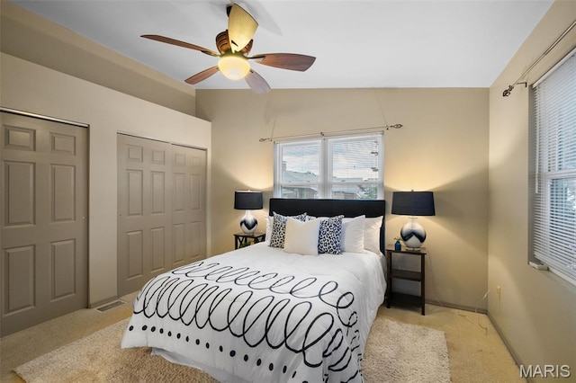 4950 Eichelberger St, Saint Louis, MO 63109 - bedroom featuring carpet floors, lofted ceiling, and ceiling fan