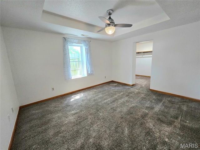 411 Williams St, Bethalto, IL 62010 - carpeted spare room with a raised ceiling, a ceiling fan, and a textured ceiling