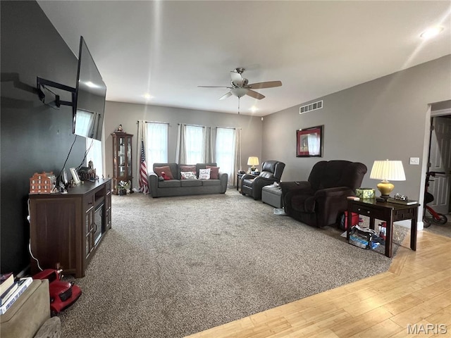 306 Traci Dawn Dr, Rolla, MO 65401 - living room with ceiling fan and light wood finished floors
