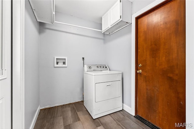16544 Willow Glen Dr, Wildwood, MO 63040 - washroom with washer / dryer and dark wood finished floors