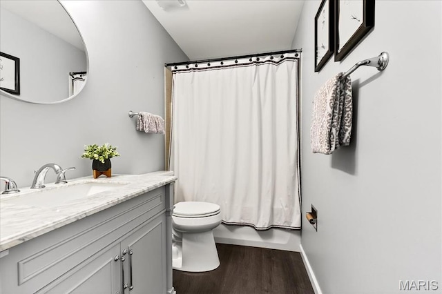16544 Willow Glen Dr, Wildwood, MO 63040 - bathroom with vanity, wood finished floors, and shower / bath combo