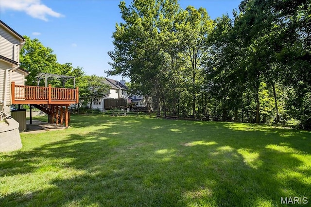 16544 Willow Glen Dr, Wildwood, MO 63040 - view of yard with stairs and a wooden deck