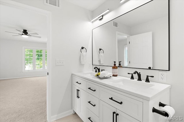 15371 Timber Hill Ln, Chesterfield, MO 63017 - full bath featuring double vanity and a ceiling fan