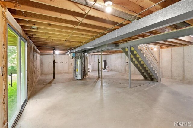15371 Timber Hill Ln, Chesterfield, MO 63017 - basement with water heater and stairs